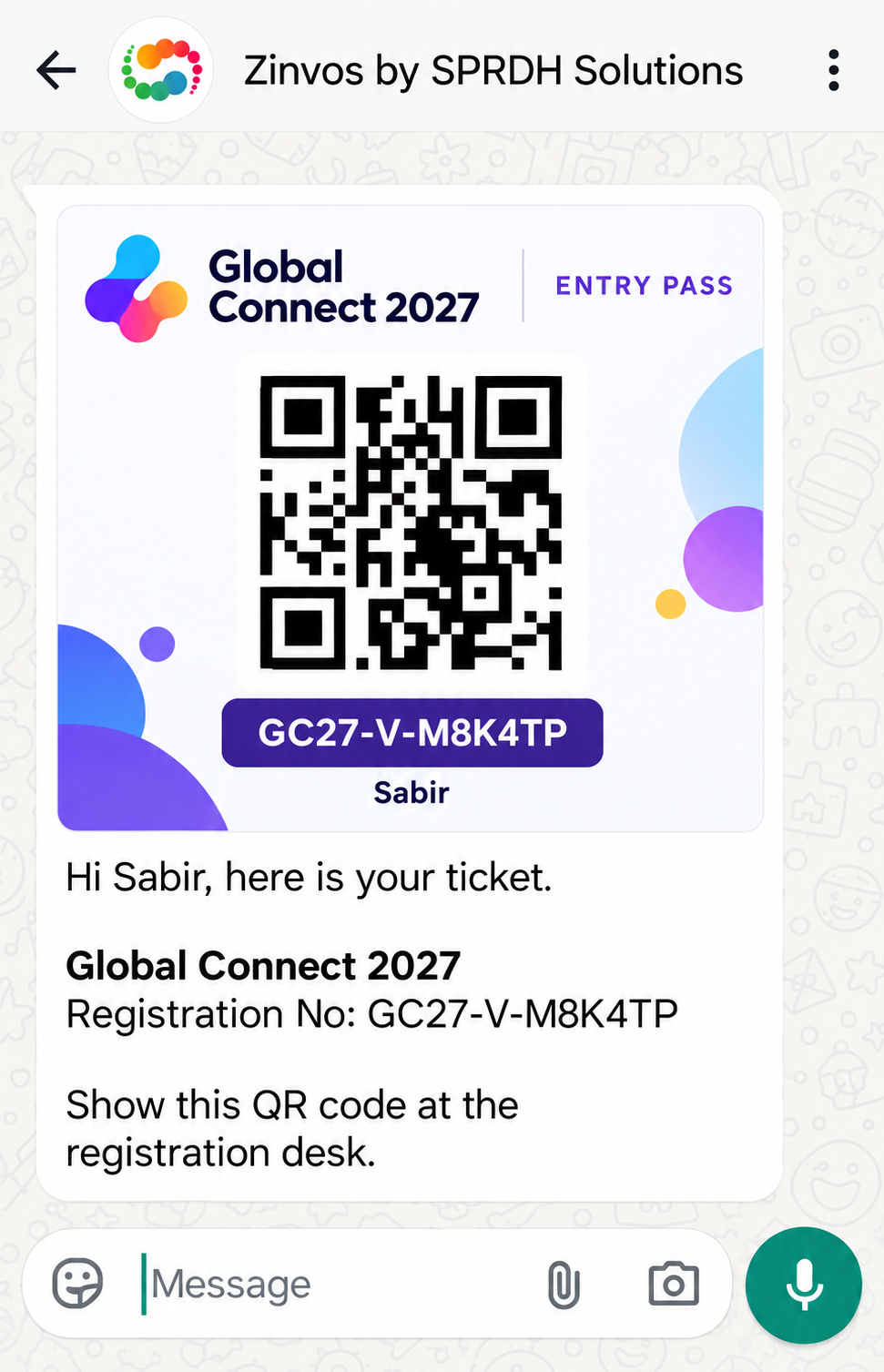 Zinvos WhatsApp Pass & Notification
