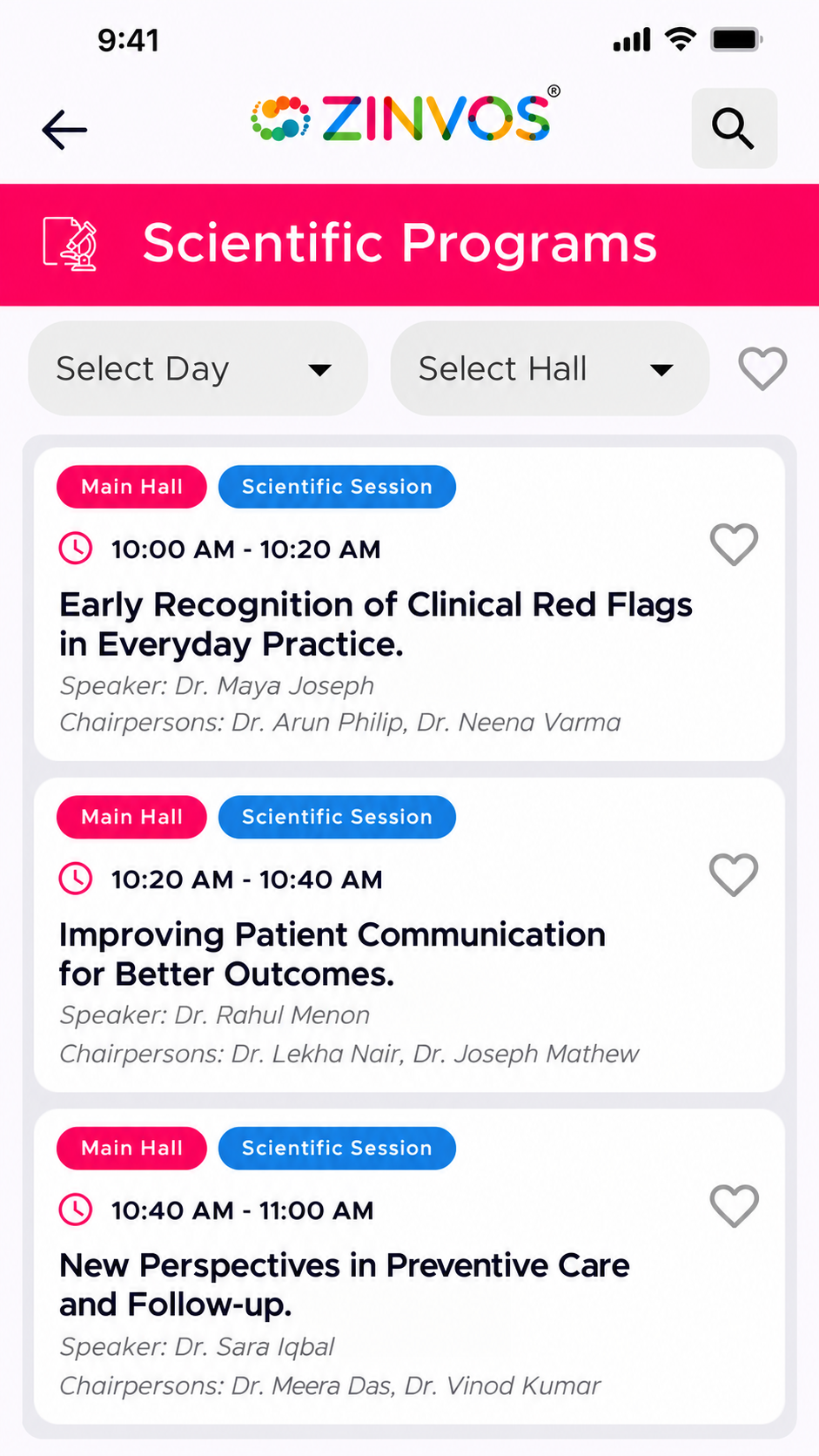 Zinvos Mobile App Screen